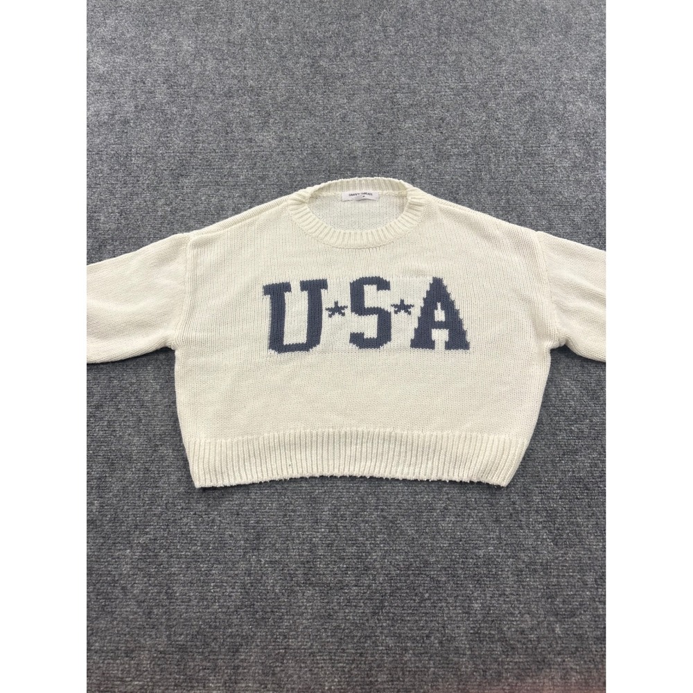 Grayson Threads USA Sweater Small White Cropped Knit Pullover Womens